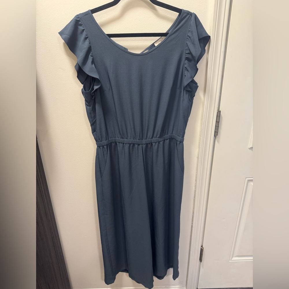 Steel Blue Ruffle Jumpsuit